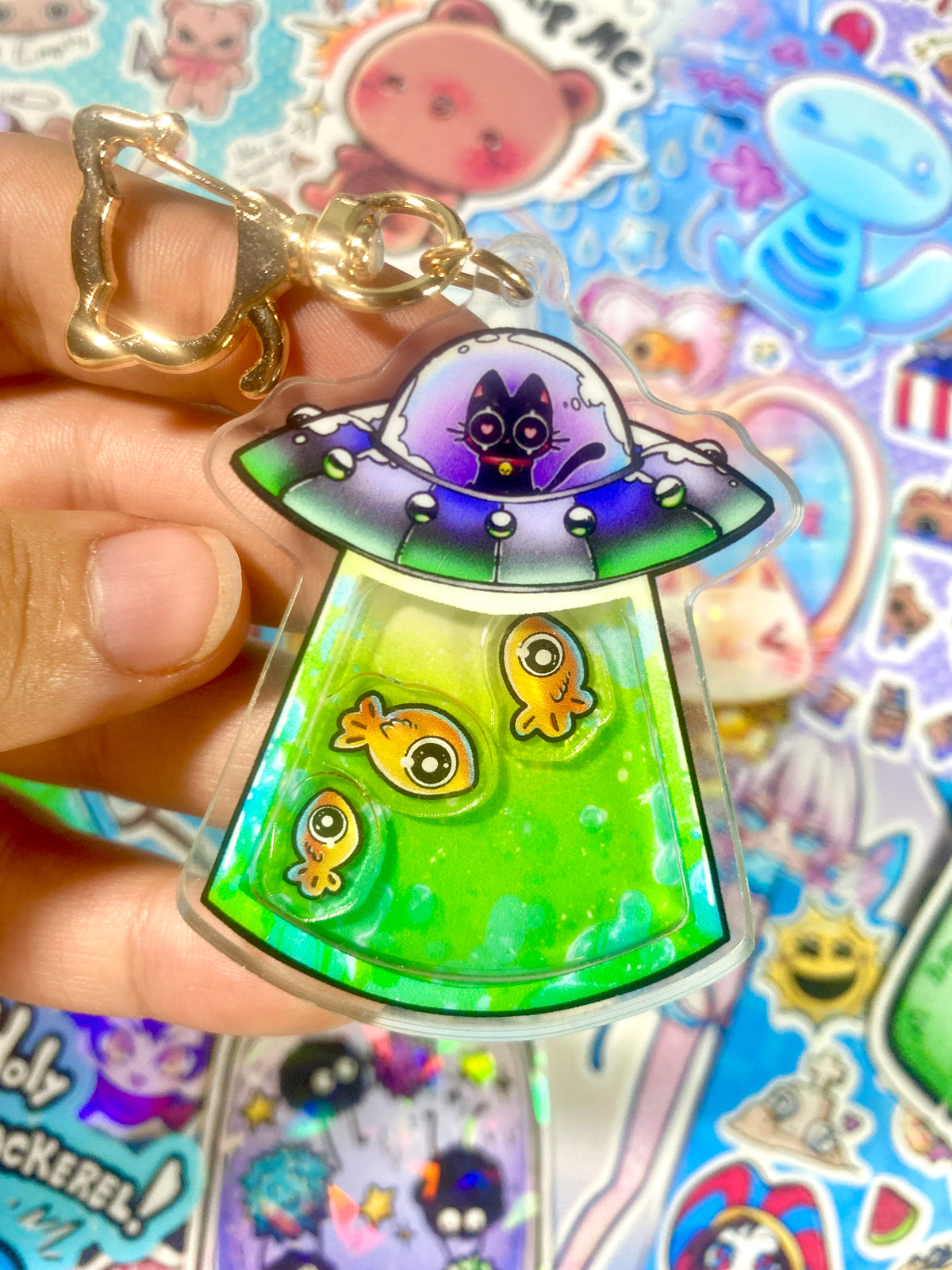 Cat UFO Keychain